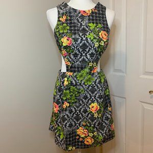 Top Shop Cutout Houndstooth Floral Dress
